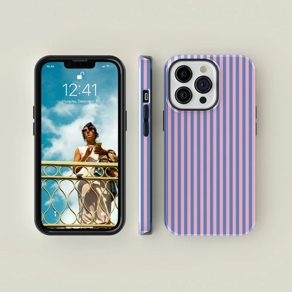 CASE-FACE | Striped Blue and Pink MagSafe iPhoneケース (iPhone 16/16 pro/16 pro max/15) アイフォン