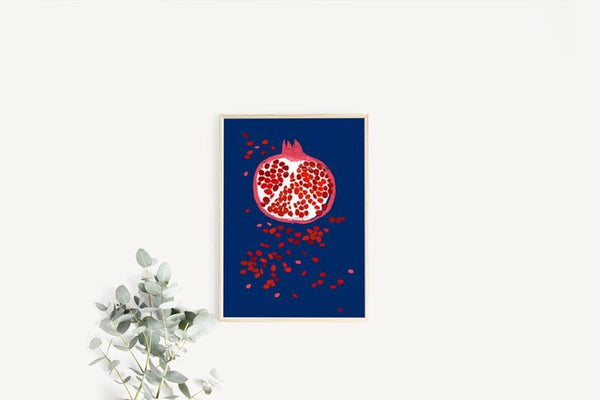 ANEK | INDIGO POMEGRANATE - FRUIT ART | アートプリント/ポスター (50x70cm)【北欧 カフェ レストラン インテリア おしゃれ】