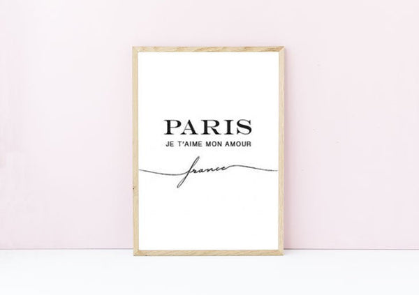 LOVELY POSTERS | PARIS JE T'AIME MON AMOUR (white) | A3 アートプリント/ポスター