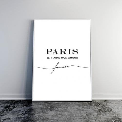 LOVELY POSTERS | PARIS JE T'AIME MON AMOUR (white) | A3 アートプリント/ポスター