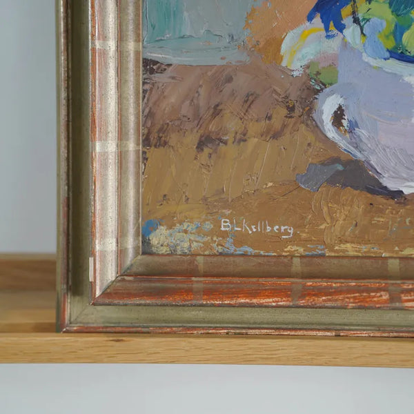 Unknown (作者不詳) | Teacup and Silver Birch | Oil painting 油絵 北欧 スウェーデン ミッドセンチュリー MDC