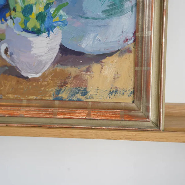 Unknown (作者不詳) | Teacup and Silver Birch | Oil painting 油絵 北欧 スウェーデン ミッドセンチュリー MDC