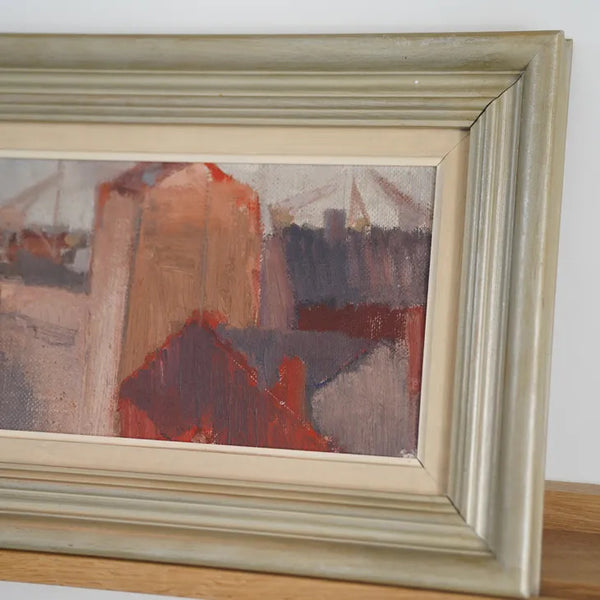 Unknown (作者不詳) | Cityscape | Oil painting 油絵 北欧 スウェーデン ミッドセンチュリー MDC