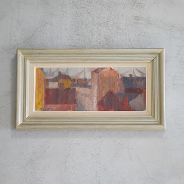 Unknown (作者不詳) | Cityscape | Oil painting 油絵 北欧 スウェーデン ミッドセンチュリー MDC
