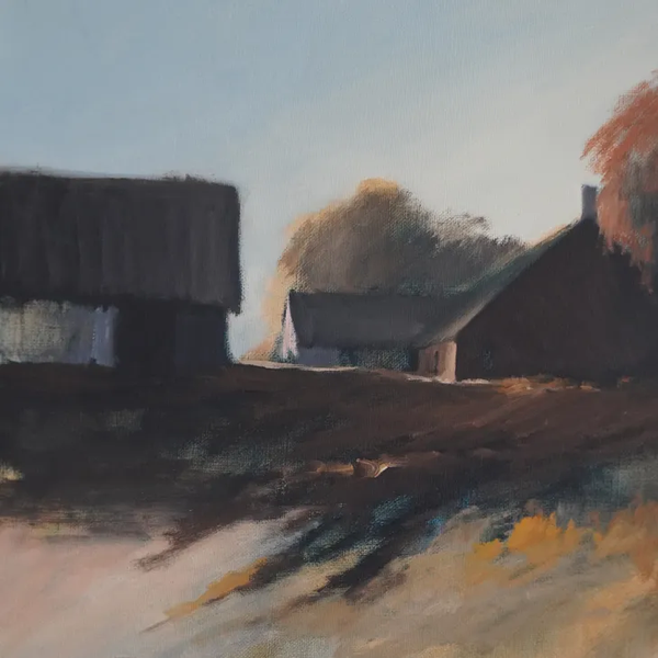 VALDEMAR OBERG (ヴァルデマー・オバーグ) | Houses and Trees | Oil painting 油絵 北欧 スウェーデン ミッドセンチュリー MDC