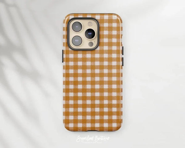 SUGARLOAF GRAPHICS | PUMPKIN ORANGE CHECKRED | MagSafe iPhoneケース (iPhone 16/16 pro/16 pro max/15)
