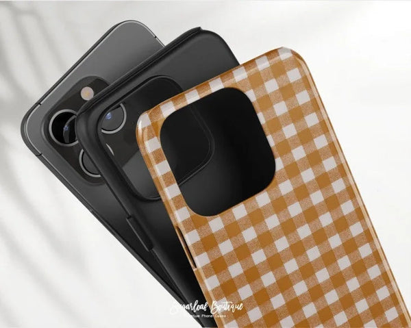 SUGARLOAF GRAPHICS | PUMPKIN ORANGE CHECKRED | MagSafe iPhoneケース (iPhone 16/16 pro/16 pro max/15)