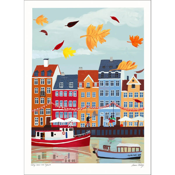Emma Forsberg | Falling Leaves Over Nyhavn | アートプリント/アートポスター 北欧 デンマーク 風景